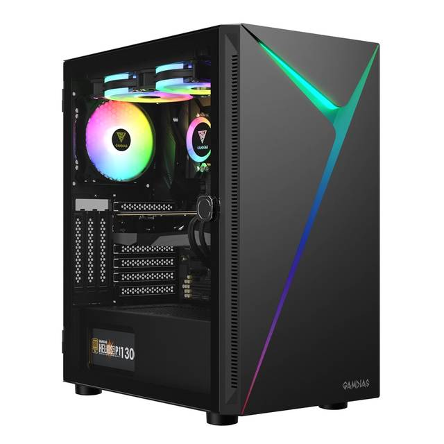 GAMDIAS GD-ARGUS E4 ELITE ATX Mid Tower Gaming Computer PC Case with Tempered Glass Swing Door, 1x 120mm ARGB Fan and Front Panel Sync with Motherboards, Vertical PCIE Slots for Your Graphic Cards (VGA/GPU) | GD-ARGUS E4 ELITE