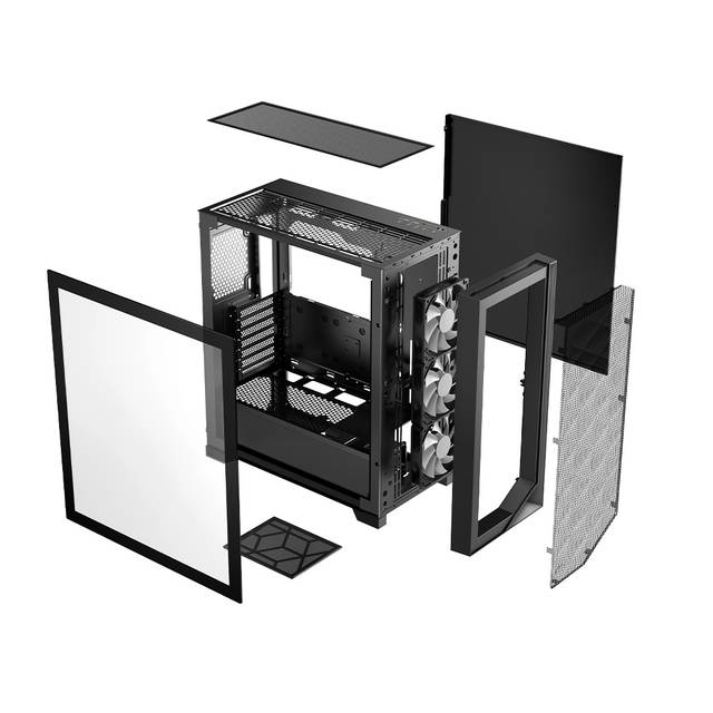 PCCOOLER C3-D510BKP3-GL CPS C3D510 ARGB BK PC Case with 3 ARGB Fans Desktop Computer Case Gaming PC Case for E-ATX / ATX / M-ATX / ITX, 375MM Graphics Cards Support, Liquid Cooler Support, Easy Installation, Cable Storage, SPCC Metal | C3-D510BKP3-GL