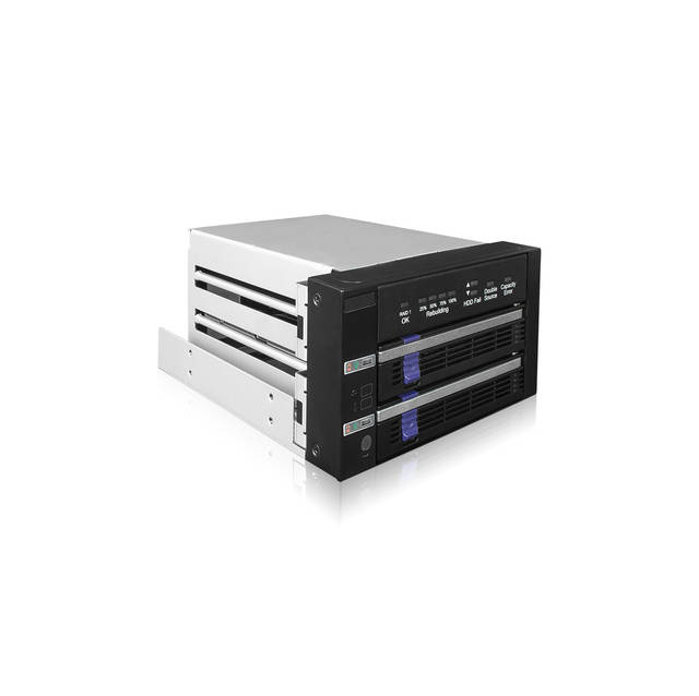 ICYDOCK FatCage RAID MB901SPR-B R1 Dual 2.5 inch/3.5 inch SATA Drive Removable RAID 1 and JBOD Mobile Rack Enclosure in 2 x 5.25 inch Bay | MB901SPR-B R1