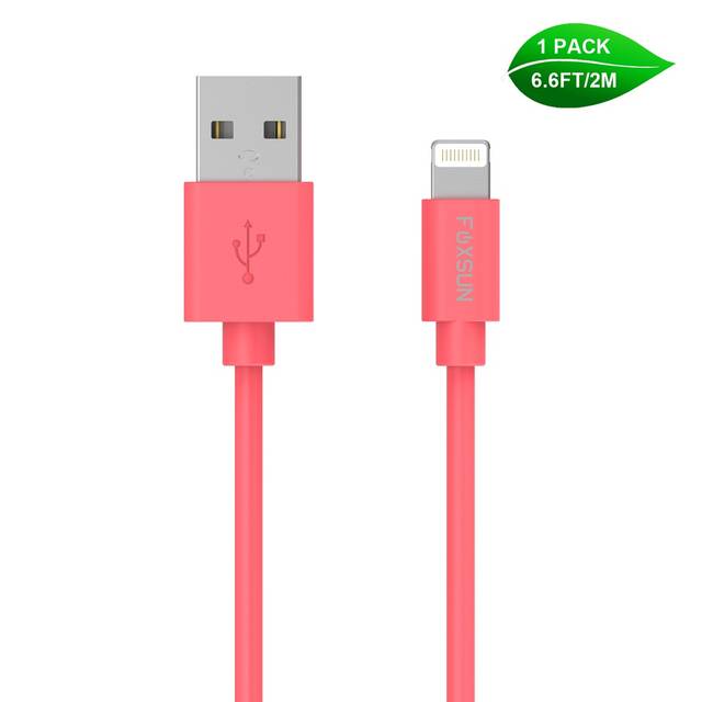 Foxsun AM001007 iPhone Charging Cable 6.6 FT/2M Lightning Cable for iPhone 7/7Plus/6/6Plus/6S/6S Plus/5/5S/5C/SE, iPad Pro/Air/Mini (Red) | AM001007