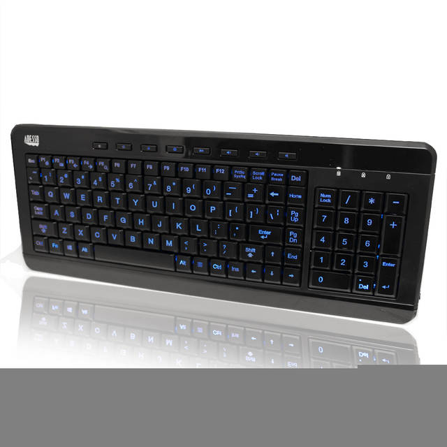 ADESSO AKB-120EB 3-Color Illuminated Compact Multimedia Keyboard | AKB-120EB