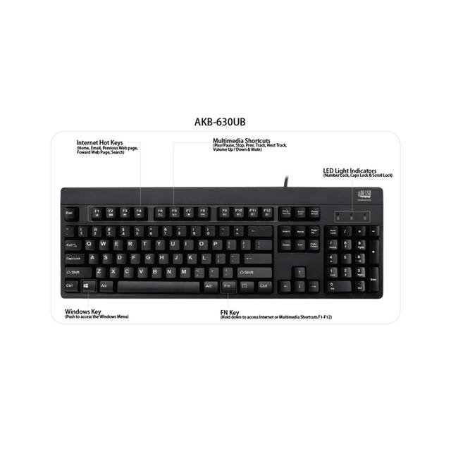 ADESSO AKB-630UB EasyTouch 630UB - Antimicrobial Waterproof Keyboard | AKB-630UB
