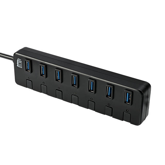 ADESSO AUH-3070P 7-Port USB 3.0 Hub with Individual Power Switch and Power Adapter | AUH-3070P