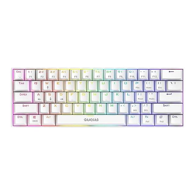 GAMDIAS GD-HERMES E3 RED WH Hermes E3 RGB Mechanical Gaming Keyboard Blue Switch with 19 Built-in Lighting Effects Certified Optical Switches (White) | GD-HERMES E3 RED WH