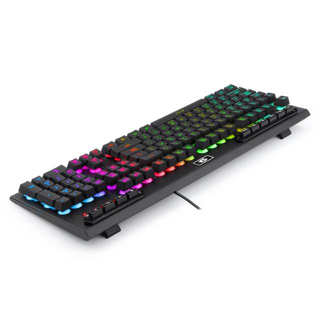 Redragon K513 RGB Membrane Gaming Keyboard, Standard 104 Keys Linear Mechanical-Feel Keyboard w/ 5 Extra On-Board Macro G Keys, Dedicated Media Control, Solid Metal Top Case | K513