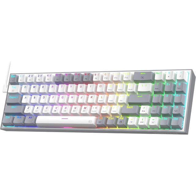 Redragon K628 GREY Pollux 75% Wired RGB Gaming Keyboard, 78 Keys Hot-Swappable Compact Mechanical Keyboard w/100% Hot-Swap Socket, Free-Mod Plate Mounted PCB & Dedicated Arrow Keys and Numpad, Red Switch | K628 GREY