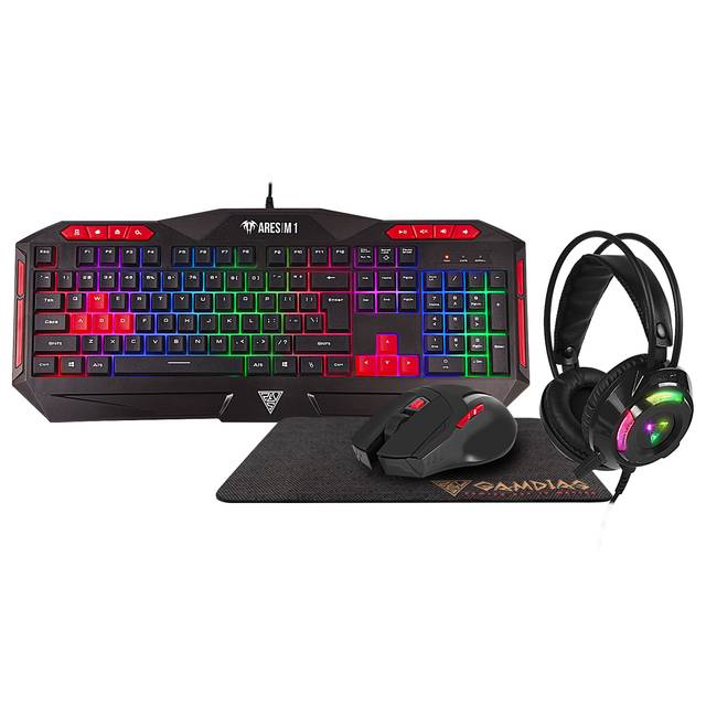 Gamdias GD-POSEIDON M2 4-IN-1 COMBO, Gaming RGB Keyboard and Headset with Mouse and Extended Mouse Pad, Multi | GD-POSEIDON M2