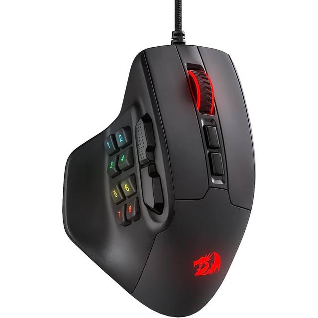 Redragon AATROX M811 MMO Gaming Mouse, 15 Programmable Buttons Wired RGB, 10 Side Macro Keys, Software Supports DIY Keybinds & Backlit (Black) | M811