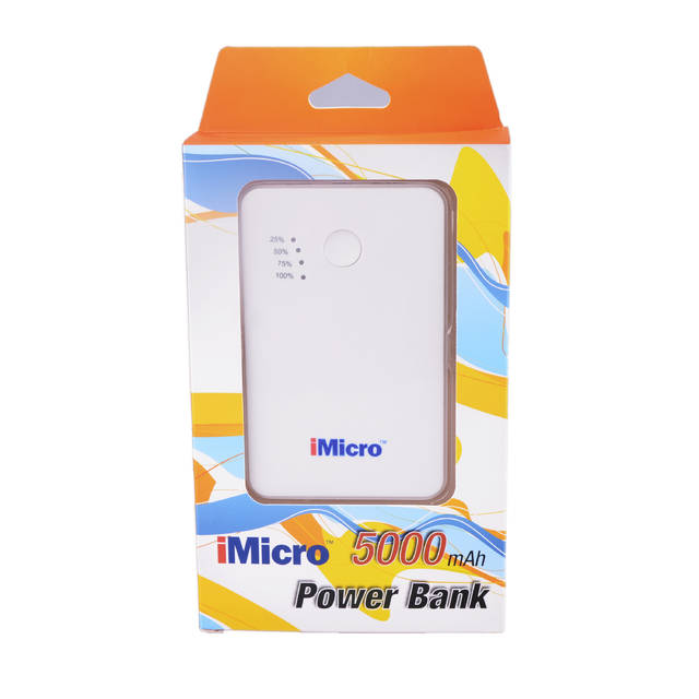 iMicro PB-IM5000W 5000mAh Lithium Polymer Battery Power Bank (White) | PB-IM5000W