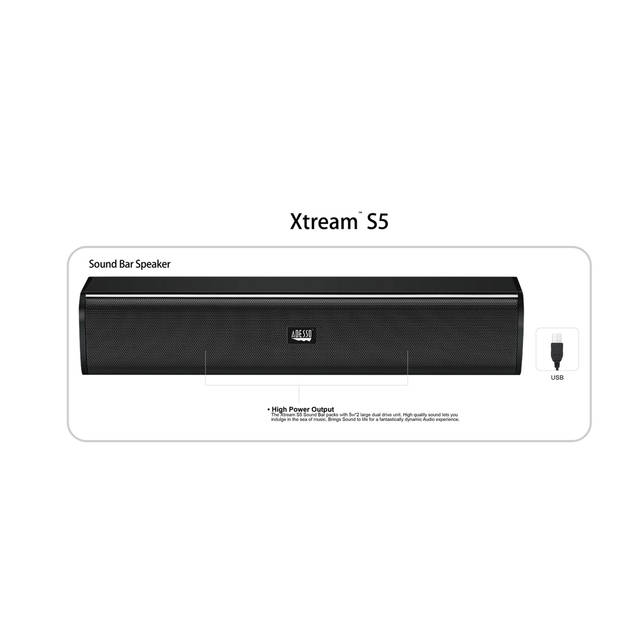 Adesso XTREAM S5 5W x 2 USB-Powered Sound Bar Speaker | XTREAM S5