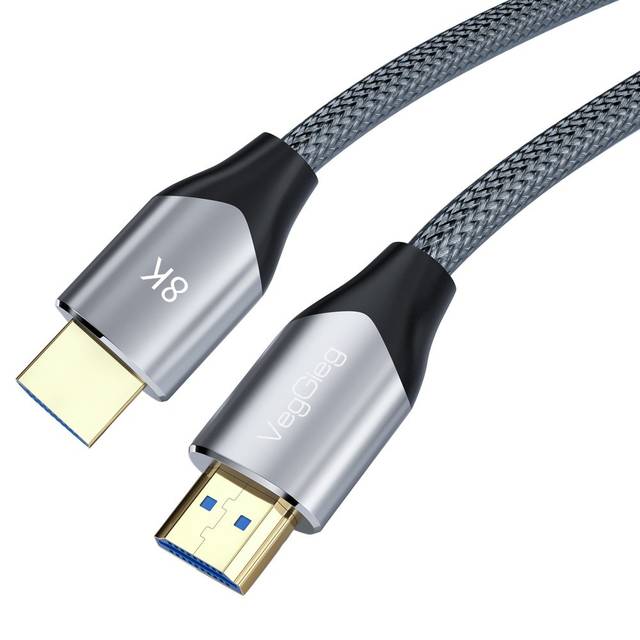 VegGieg V-H403 8K HDMI Cable 48Gbps 6.6FT/2M, Braided Cord-4K@120Hz 8K@60Hz, DTS:X, HDCP 2.2 & 2.3, HDR 10 Compatible with TV/PS5/HDTV/Blu-ray | V-H403