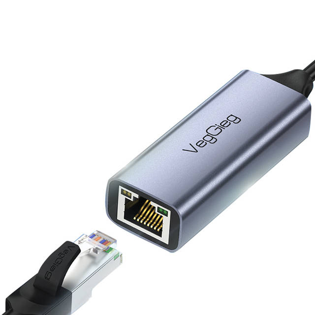 VegGieg V-K308 USB C to Ethernet Adapter, USB C to Gigabit Ethernet Adapter, Aluminum Portable USB C RJ45 Internet Adapter | V-K308