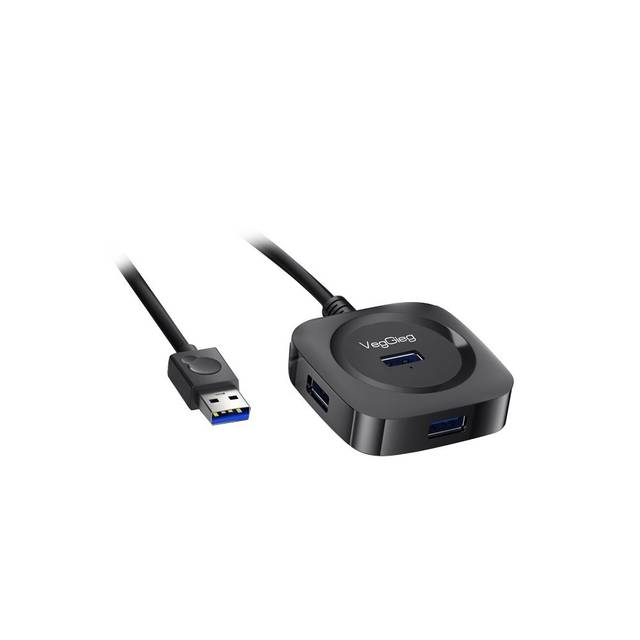 VegGieg V-U342 3.3FT/1M USB 3.0 Hub for Laptop, Multi Port Expander, Fast Data Transfer USB Splitter Compatible with Windows PC, Mac, Printer, Mobile HDD | V-U342