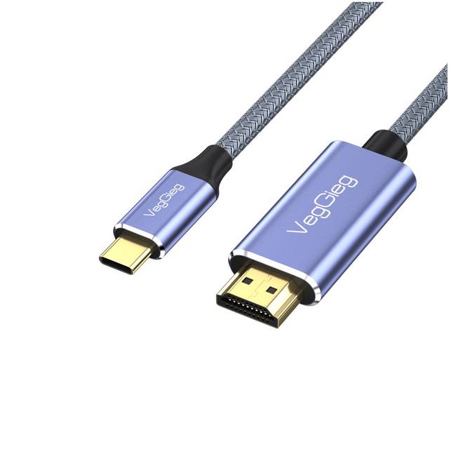 VegGieg V-Z625 6.6FT/2M USB C to HDMI Cable 4K, Anti-Interference Gold-Plated Plugs, Aluminum Type-C to HDMI Cord - Thunderbolt 3 and 4 Compatible for iPhone 15 Series, MacBook, iMac, iPad Pro, Galaxy, Surface, Dell, HP | V-Z625