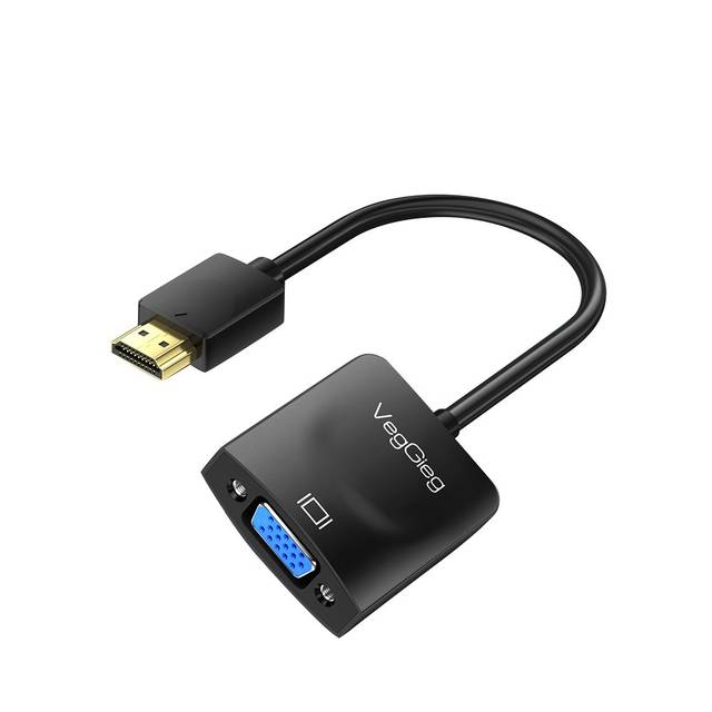 VegGieg V-Z902 HDMI to VGA, Gold-Plated HDMI to VGA Adapter (Male to Female) for Computer, Desktop, Laptop, PC, Monitor, Projector, HDTV, Chromebook, Raspberry Pi, Roku, Xbox and More - Black | V-Z902