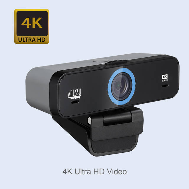Adesso CYBERTRACK K4 4K ULTRA HD Fixed Focus USB Webcam with Adjustable View Angle, Built-in Dual Microphone, Audio/Video Privacy Switch & Tripod Mount	 | CYBERTRACK K4
