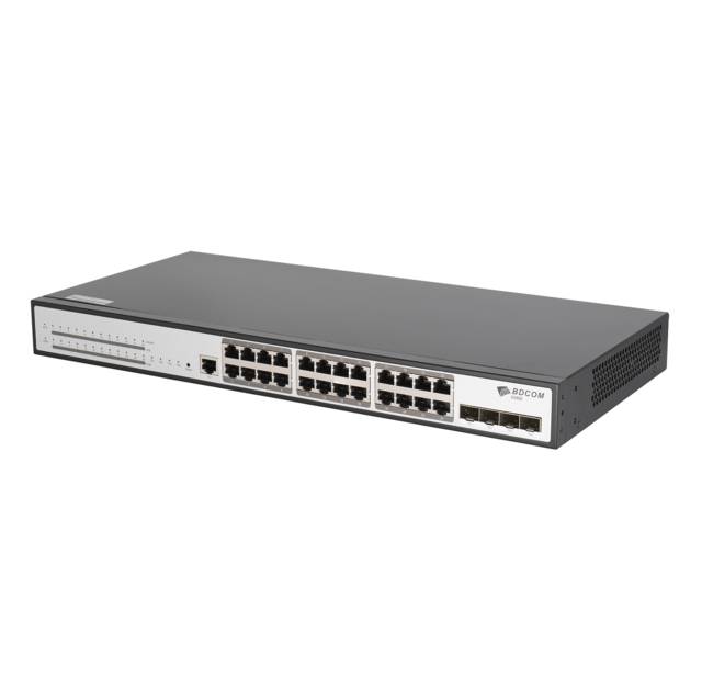 BDCOM S2900-24P4X 24 Port Gigabit PoE+ and 4 Port 10G/GE SFP+ Managed Switch | S2900-24P4X