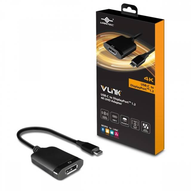 Vantec CB-CU300DP12 VLink USB C To DisplayPort 1.2 4K/60Hz Active Adapter | CB-CU300DP12
