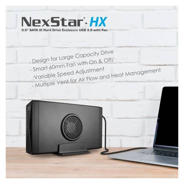 Vantec NST-387S3-BK NexStar HX, 3.5 SATA III Hard Drive Enclosure USB 3.0 with Fan | NST-387S3-BK