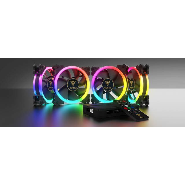 Gamdias AEOLUS M2-1204R RGB Case Fan with Remote controller and AEOLUS Box (4 Pack) | AEOLUS M2-1204R