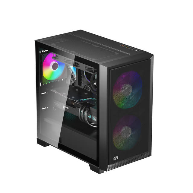 PCCOOLER C3-D310BKP2-GL CPS C3D310 ARGB BK PC Case with 2 ARGB Fans Desktop Computer Case Gaming Case for M-ATX / ITX, 350MM Graphics Cards Support, 2 x 3.5 inch and 3 x 2.5 inch Storage Slots, Liquid Cooler Support, Easy Installation, Cable Storage, SPCC | C3-D310BKP2-GL