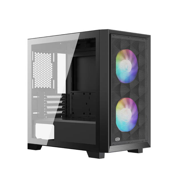 PCCOOLER C3-D310BKP2-GL CPS C3D310 ARGB BK PC Case with 2 ARGB Fans Desktop Computer Case Gaming Case for M-ATX / ITX, 350MM Graphics Cards Support, 2 x 3.5 inch and 3 x 2.5 inch Storage Slots, Liquid Cooler Support, Easy Installation, Cable Storage, SPCC | C3-D310BKP2-GL