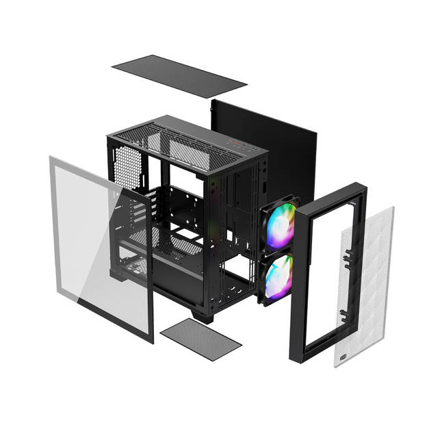 PCCOOLER C3-D310BKP2-GL CPS C3D310 ARGB BK PC Case with 2 ARGB Fans Desktop Computer Case Gaming Case for M-ATX / ITX, 350MM Graphics Cards Support, 2 x 3.5 inch and 3 x 2.5 inch Storage Slots, Liquid Cooler Support, Easy Installation, Cable Storage, SPCC | C3-D310BKP2-GL