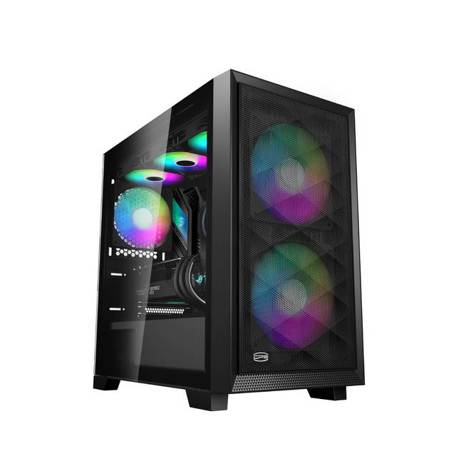 PCCOOLER C3-D310BKP2-GL CPS C3D310 ARGB BK PC Case with 2 ARGB Fans Desktop Computer Case Gaming Case for M-ATX / ITX, 350MM Graphics Cards Support, 2 x 3.5 inch and 3 x 2.5 inch Storage Slots, Liquid Cooler Support, Easy Installation, Cable Storage, SPCC | C3-D310BKP2-GL
