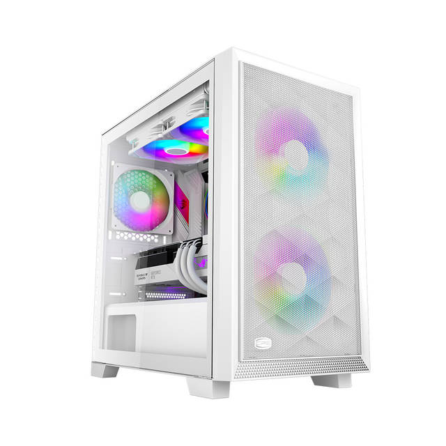PCCOOLER C3-D310WHP2-GL CPS CC3D310 ARGB White PC Case with 2 ARGB Fans Desktop Computer Case Gaming Case for M-ATX / ITX, 350MM Graphics Cards Support, 2 x 3.5 inch and 3 x 2.5 inch Storage Slots, Liquid Cooler Support, Easy Installation, Cable Storage | C3-D310WHP2-GL