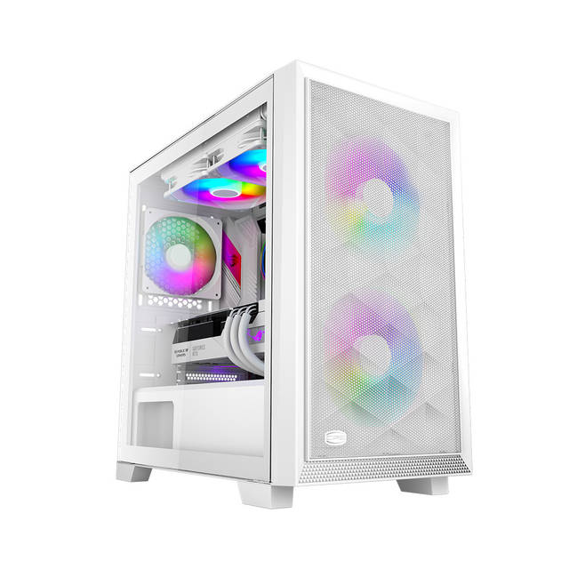 PCCOOLER C3-D310WHP2-GL ARGB Tempered Glass Case White | C3-D310WHP2-GL