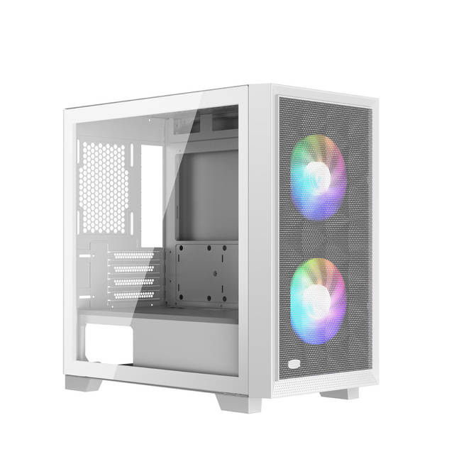 PCCOOLER C3-D310WHP2-GL CPS CC3D310 ARGB White PC Case with 2 ARGB Fans Desktop Computer Case Gaming Case for M-ATX / ITX, 350MM Graphics Cards Support, 2 x 3.5 inch and 3 x 2.5 inch Storage Slots, Liquid Cooler Support, Easy Installation, Cable Storage | C3-D310WHP2-GL