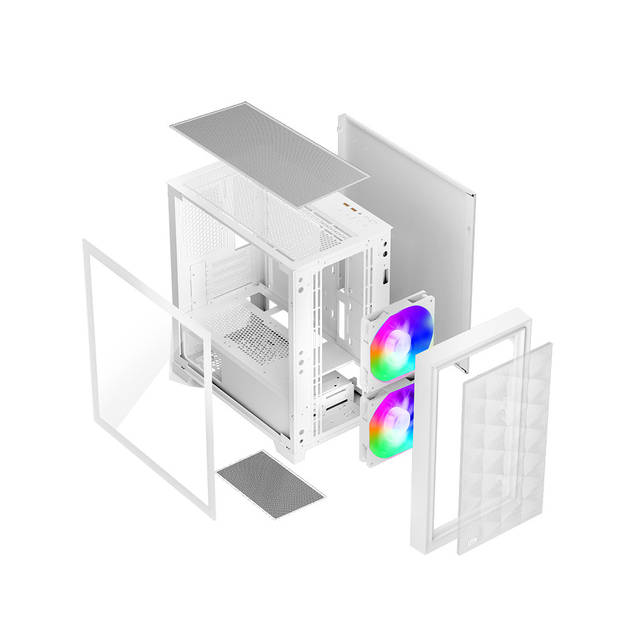 PCCOOLER C3-D310WHP2-GL CPS CC3D310 ARGB White PC Case with 2 ARGB Fans Desktop Computer Case Gaming Case for M-ATX / ITX, 350MM Graphics Cards Support, 2 x 3.5 inch and 3 x 2.5 inch Storage Slots, Liquid Cooler Support, Easy Installation, Cable Storage | C3-D310WHP2-GL
