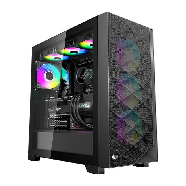 PCCOOLER C3-D510BKP3-GL CPS C3D510 ARGB BK PC Case with 3 ARGB Fans Desktop Computer Case Gaming PC Case for E-ATX / ATX / M-ATX / ITX, 375MM Graphics Cards Support, Liquid Cooler Support, Easy Installation, Cable Storage, SPCC Metal | C3-D510BKP3-GL