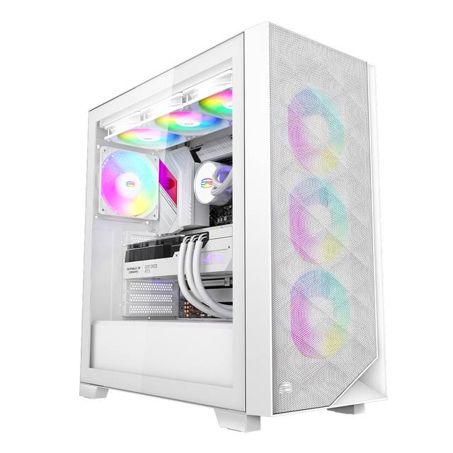 PCCOOLER C3-D510WHP3-GL CPS C3D510 ARGB WH PC Case with 3 ARGB Fans Desktop Computer Case Gaming PC Case for E-ATX / ATX / M-ATX / ITX,375MM Graphics Cards Support, Liquid Cooler Support, Easy Installation, Cable Storage, SPCC Metal | C3-D510WHP3-GL