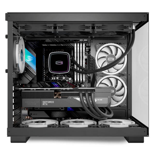 PCCOOLER CPS C3T500 ARGB BK PC Case, Dual-Chamber Mid-Tower ATX Case, Desktop Computer Case w/ 6 ARGB Fans Pre-installed w/ Fan Hub, Column-Free Design, Tempered Glass, USB 3.1 Gen 2 Type-C, Black | C3T500 ARGB BK