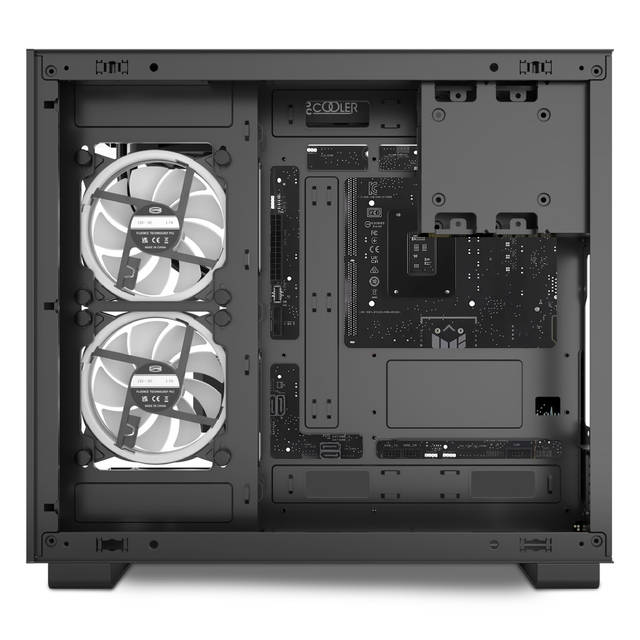 PCCOOLER CPS C3T500 ARGB BK PC Case, Dual-Chamber Mid-Tower ATX Case, Desktop Computer Case w/ 6 ARGB Fans Pre-installed w/ Fan Hub, Column-Free Design, Tempered Glass, USB 3.1 Gen 2 Type-C, Black | C3T500 ARGB BK