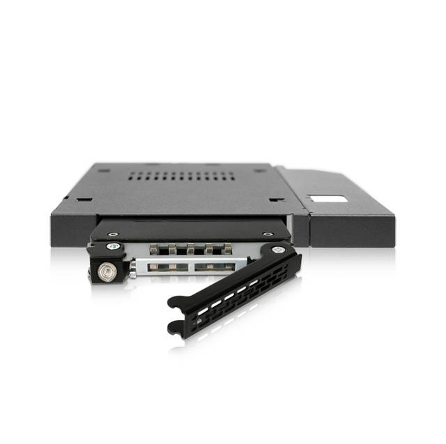ICY DOCK ToughArmor MB411SKO-B 2.5 inch SATA/SAS HDD/SSD Rugged Full Metal Mobile Rack for Slim ODD or Slim FDD Bay w/ Key Lock (Black) | MB411SKO-B