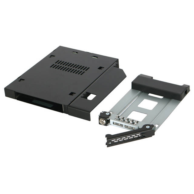 ICY DOCK ToughArmor MB411SKO-B 2.5 inch SATA/SAS HDD/SSD Rugged Full Metal Mobile Rack for Slim ODD or Slim FDD Bay w/ Key Lock (Black) | MB411SKO-B
