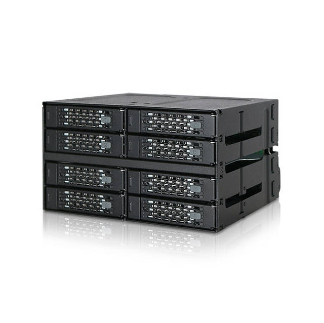 ICY DOCK ToughArmor MB508SP-B Rugged Full Metal 8 Bay 2.5 inch SAS/SATA SSD/HDD Backplane Cage for 2x External 5.25 inch Bay (Black) | MB508SP-B