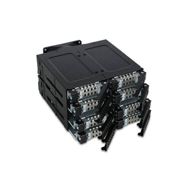 ICY DOCK ToughArmor MB508SP-B Rugged Full Metal 8 Bay 2.5 inch SAS/SATA SSD/HDD Backplane Cage for 2x External 5.25 inch Bay (Black) | MB508SP-B