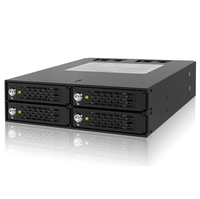 ICY DOCK ToughArmor MB994SK-1B Full Metal 4 Bay 2.5 inch SAS/SATA HDD/SSD Hot Swap Mobile Rack Cage for Single 5.25" Bay,w/ locking Trays (Black) | MB994SK-1B