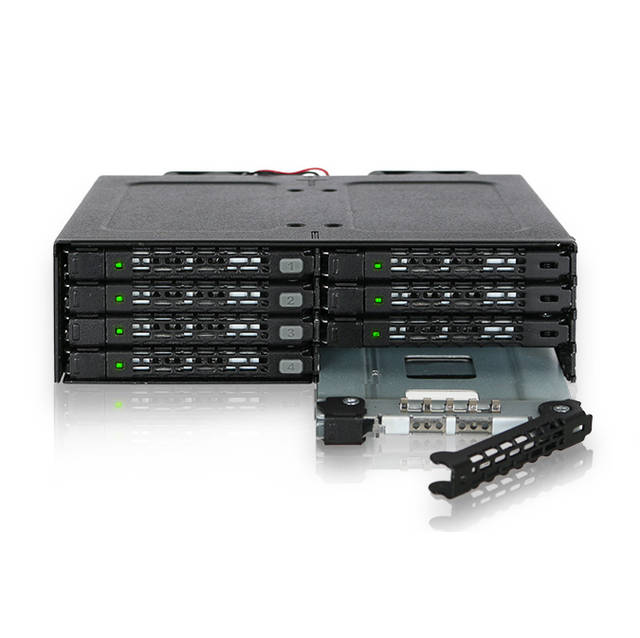 ICY DOCK ToughArmor MB998IP-B Rugged Full Metal 8 Bay 2.5 inch SAS/SATA SSD&HDD (7mm) Backplane Cage for External 5.25 inch Bay | MB998IP-B
