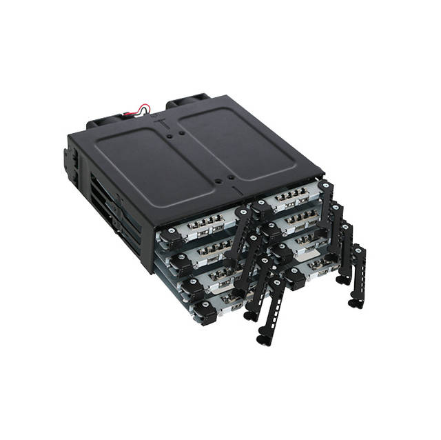 ICY DOCK ToughArmor MB998IP-B Rugged Full Metal 8 Bay 2.5 inch SAS/SATA SSD&HDD (7mm) Backplane Cage for External 5.25 inch Bay | MB998IP-B