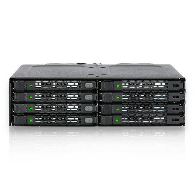 ICY DOCK ToughArmor MB998IP-B Rugged Full Metal 8 Bay 2.5 inch SAS/SATA SSD&HDD (7mm) Backplane Cage for External 5.25 inch Bay | MB998IP-B