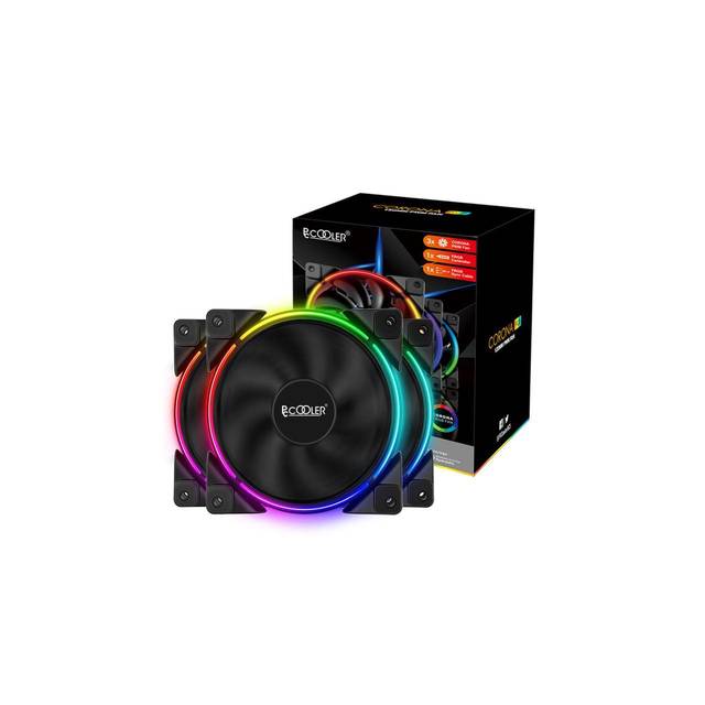 PCCOOLER CORONA 3-IN-1 FRGB KIT Cooling Fans KIT with Controller | CORONA 3-IN-1 FRGB KIT