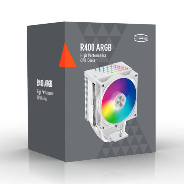 PCCOOLER CPS - R400 ARGB WH CPU Air Cooler, 4 Heat pipes, vivified minimal fashion, 92mm PWM ARGB fan, TDP 180W, for Intel LGA:115X/1200/1700/1851/AMD AM4/AM5 | R400 ARGB WH