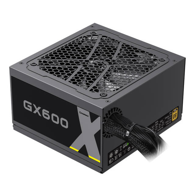 GAMEMAX GX-600 80+ Gold Wired 600W High Efficiency ATX Power Supply, Black | GX-600