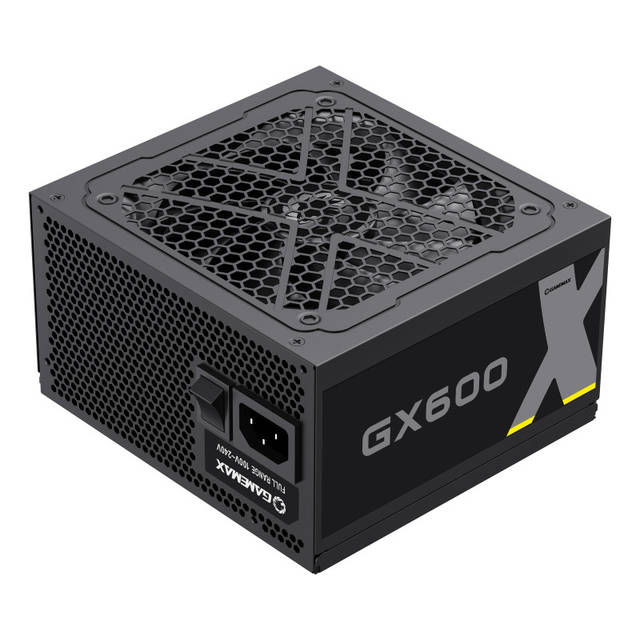 GAMEMAX GX-600 80+ Gold Wired 600W High Efficiency ATX Power Supply, Black | GX-600