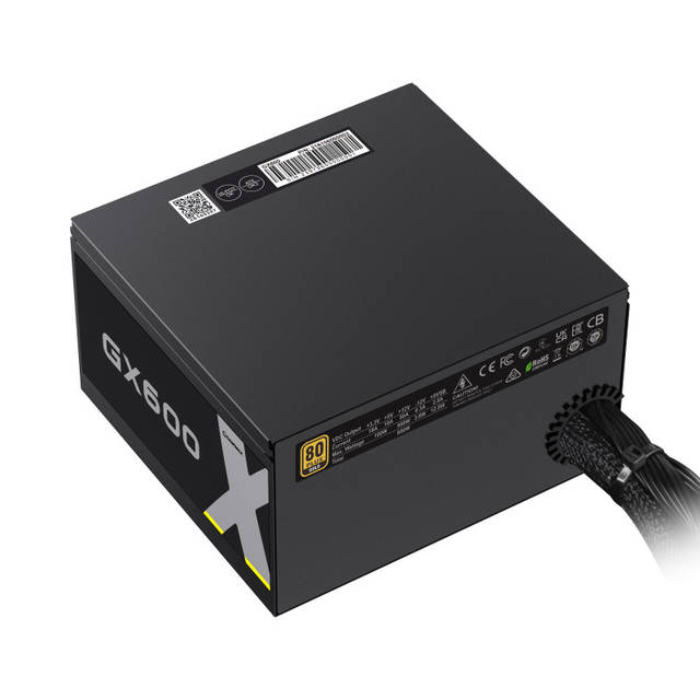GAMEMAX GX-600 80+ Gold Wired 600W High Efficiency ATX Power Supply, Black | GX-600