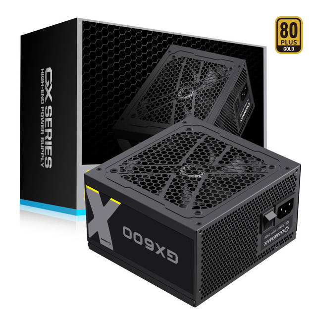 GAMEMAX GX-600 80+ Gold Wired 600W High Efficiency ATX Power Supply, Black | GX-600